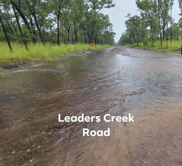 Leaders Creek Road under water in the wet season